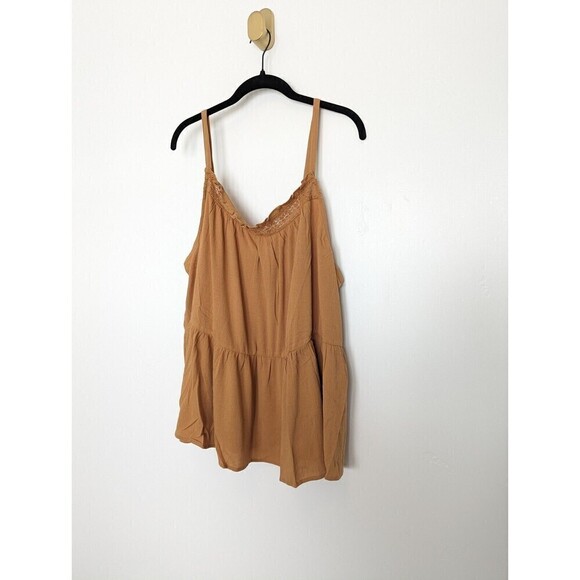 TORRID Gauzy Tank Top Womens Plus‎ Size 3X Tan Flowy Sleeveless Lace Boho NWT - Picture 3 of 11